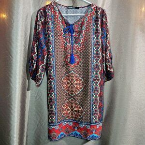 Urban CoCo, Red, Teal, Bronze, Top, Size: M